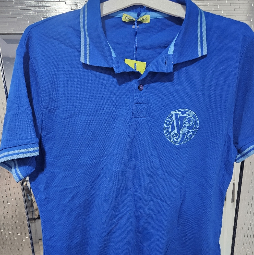 Versace Royal Blue Polo Shirt for Men Size Xl